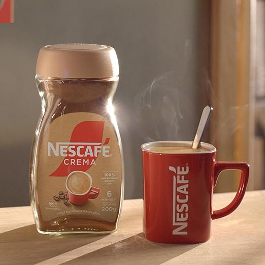 NESCAFE NESCAFÉ CLASSIC Crema, löslicher Bohnenkaffee aus mitteldunkel gerösteten Kaffeebohnen, kräftiger Instant-Kaffee mit samtiger Crema, koffeinhaltig, 1er Pack, 200g – Bild 3